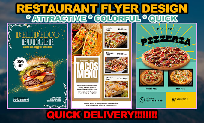 do professional restaurant, digital, food menu flyer or card design