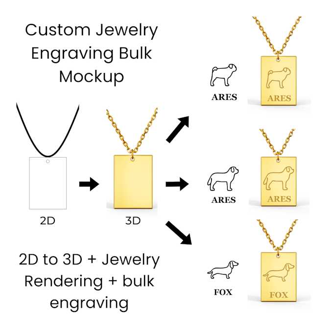 create custom jewelry engraving mockups with 3d design and render