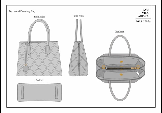 create bag design, backpack, handbag and bag tech pack