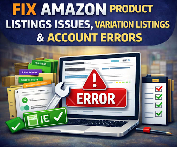 fix amazon product listings issues, variation listings and account errors