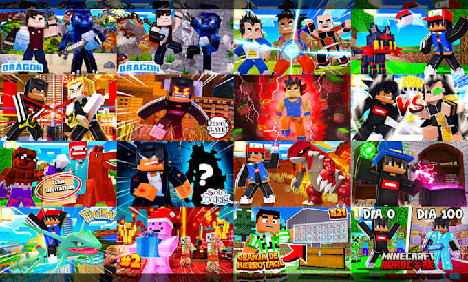make minecraft thumbnail in 2d or 3d with exelence