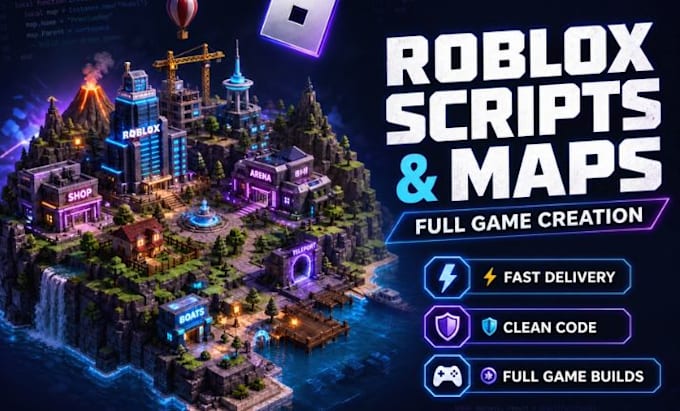 make roblox scripts,roblox map, roblox scripter, roblox full game creation