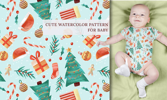 make cute watercolor seamless pattern for baby