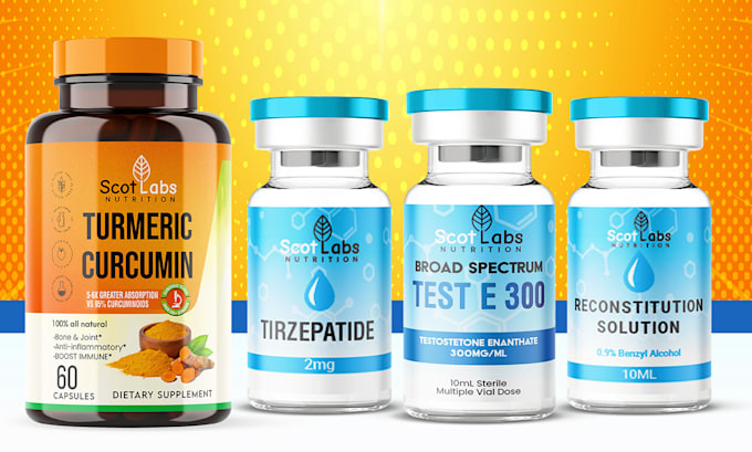 product label design and peptide sarms, supplements, vials, sprays