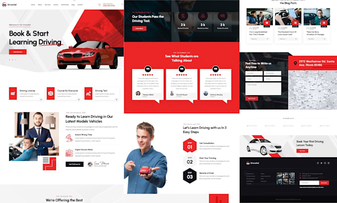 design custom driving school website with booking system