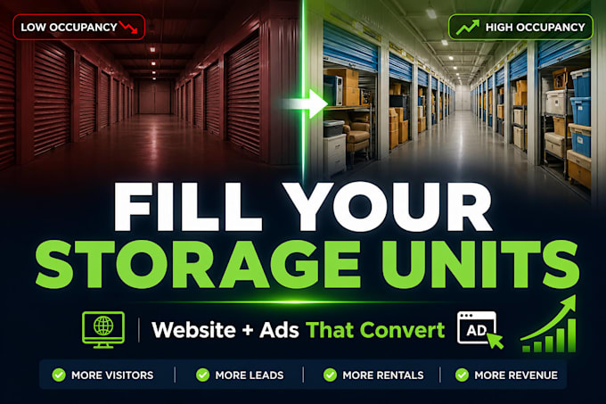 setup high converting self storage, self storage unit ads storage center website