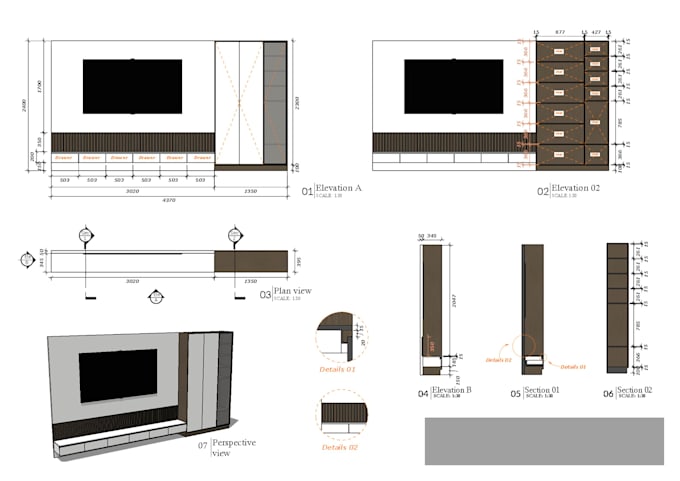 make interior design shop drawings and elevations