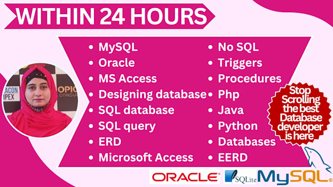 write sql query and create database on oracle, mysql, mssql