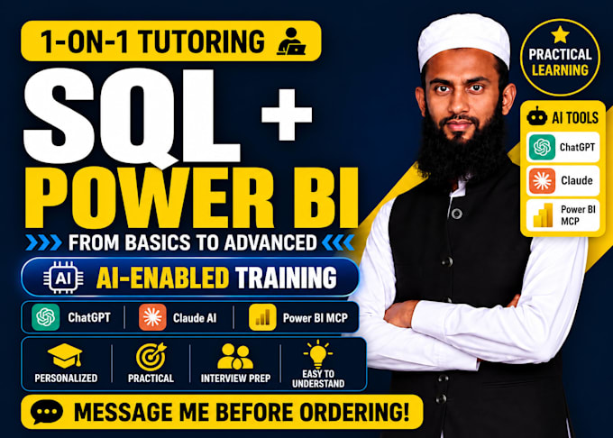 teach sql and power bi from scratch to expert level