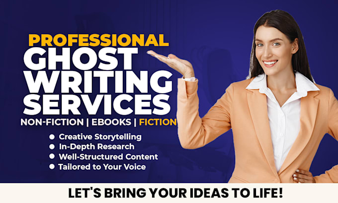 be your non fiction ghostwriter, fiction writer and pro ebook writer