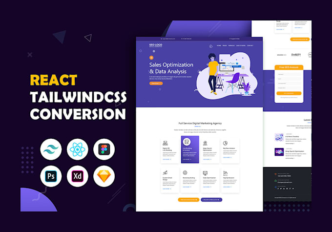 Develop perfect modern website using react js next js with tailwind css ...