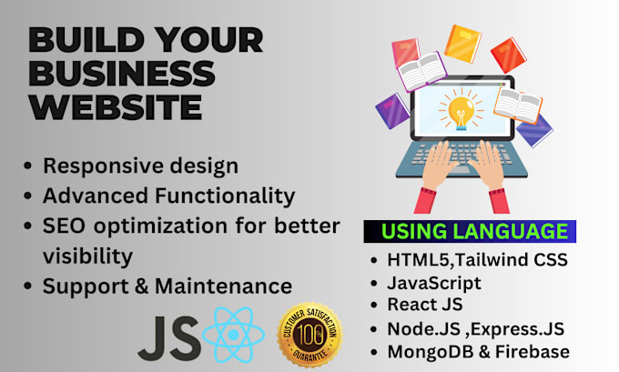 Reate ca business website in html css javascript react js express js ...