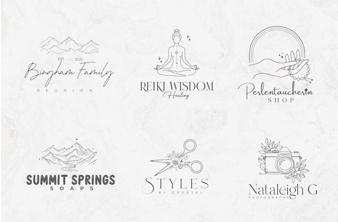 design a modern line art text, badge, sticker or logo for your brand