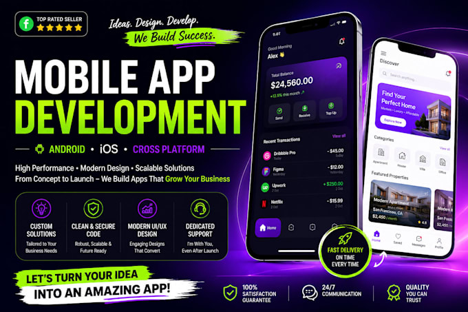 build flutter react native mobile app for android ios