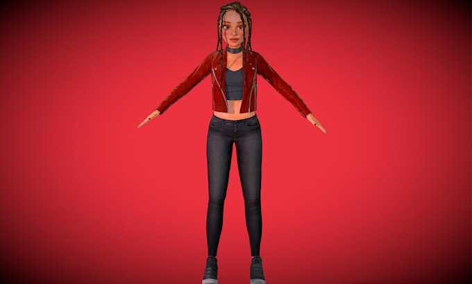 create game ready 3d character model with rigging for unity and unreal