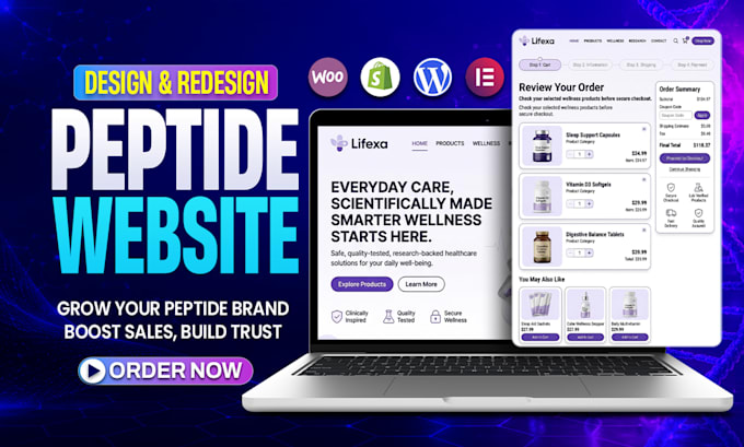 build fda compliant peptide website or supplement website, peptide store design