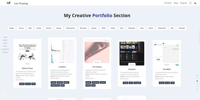 develop portfolio using nextjs, nuxtjs