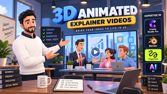 produce a high quality 3d animated explainer video