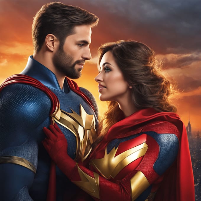 draw amazing couple superhero character