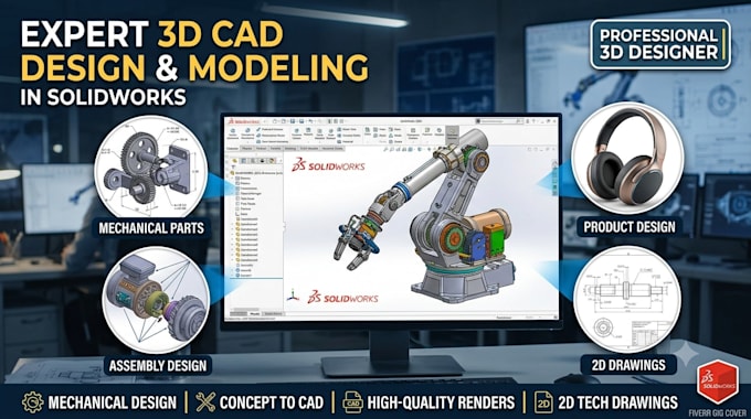 make solidworks 3d cad design for you
