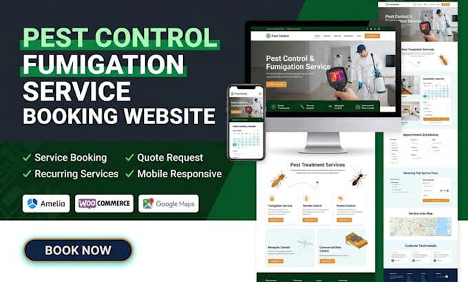 design home service pest control website fumigation service booking website