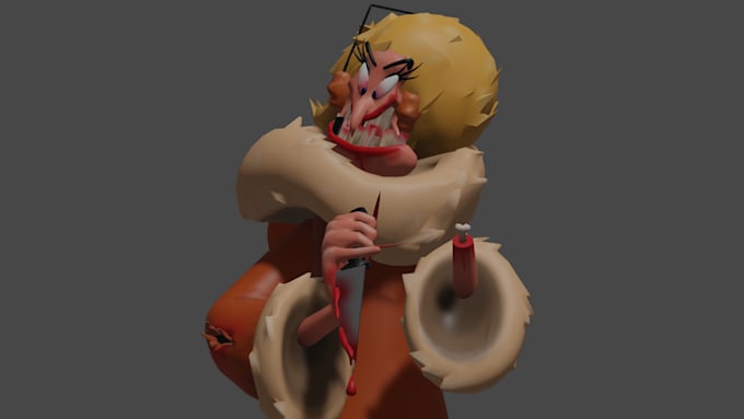 do a 3d model concept art of your character