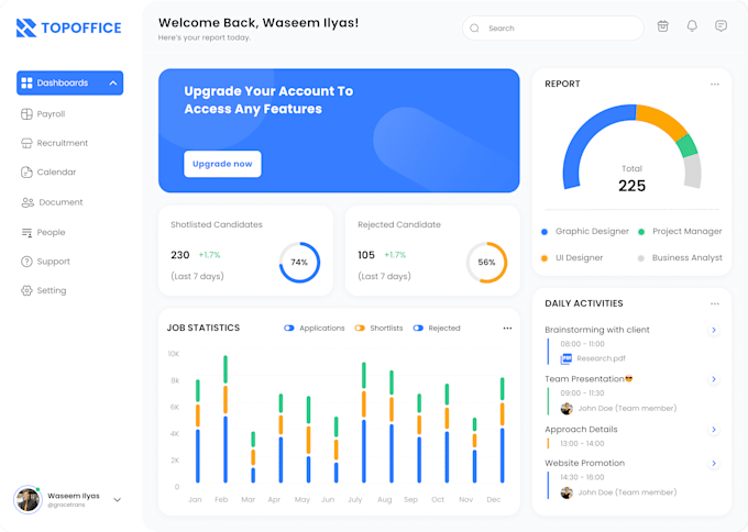 do web app dashboard design admin panel CRM