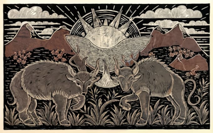 draw illustrations using linocut technique