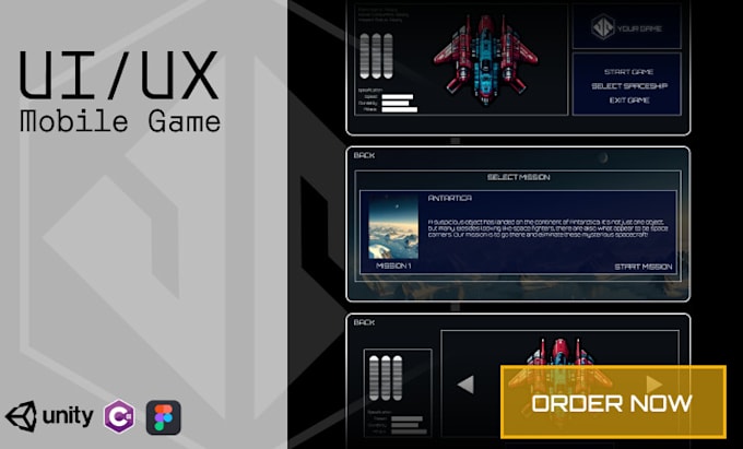 design clean and responsive unity game UI UX mobile or PC