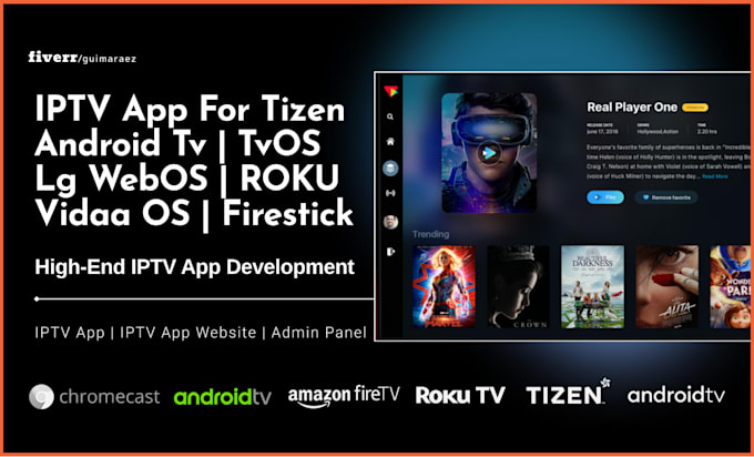 Develop iptv app for samsung tizen, lg webos android and ios smart