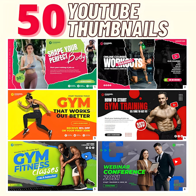 create 50 youtube templates editable photoshop