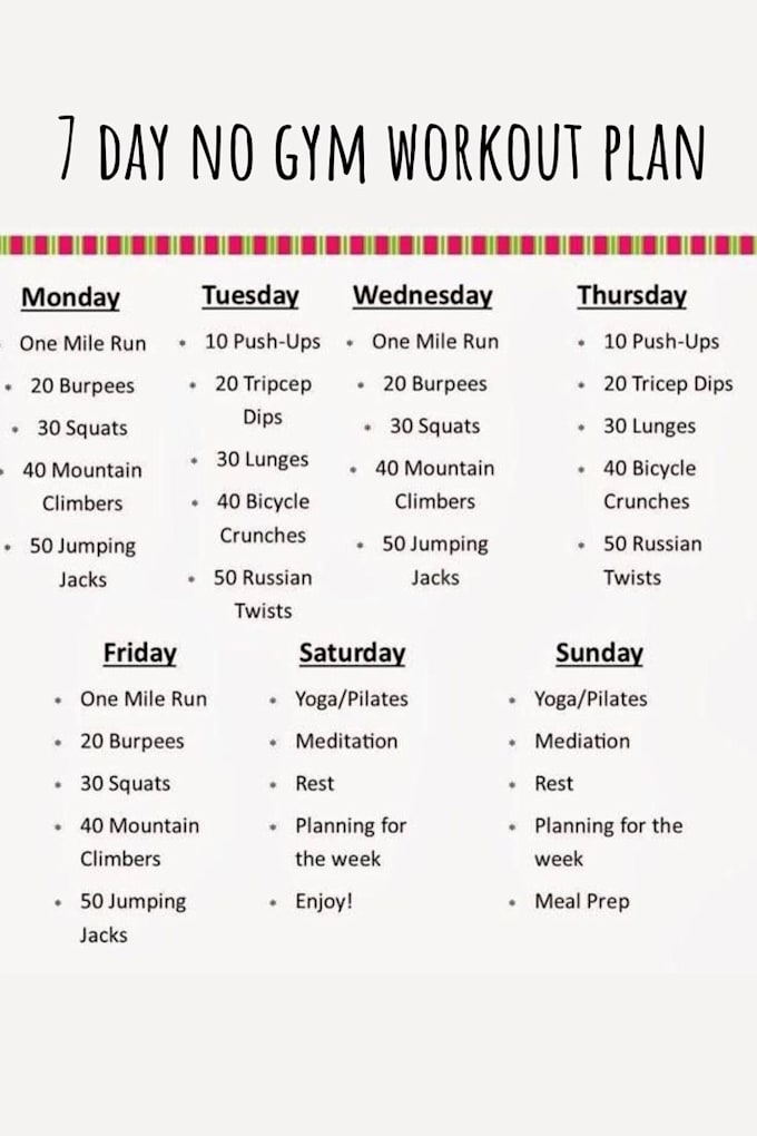 Day Weight Routine For Beginners Fitness Schedule Daily Weight