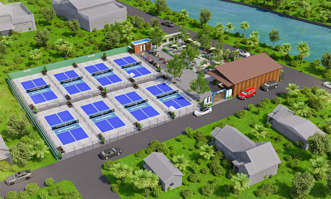 design 3d pickleball courts for indoor or outdoor use