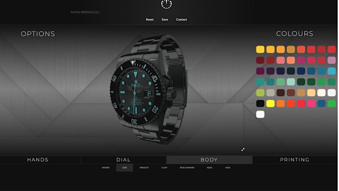 bulid 3d watch product configurator using zakeke kickflip customily teeinblue
