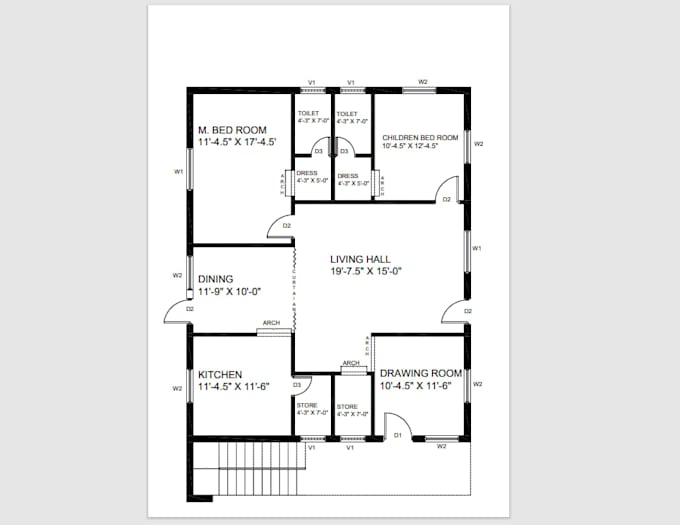draw 2d floor plans, house plans, elevation in autocad