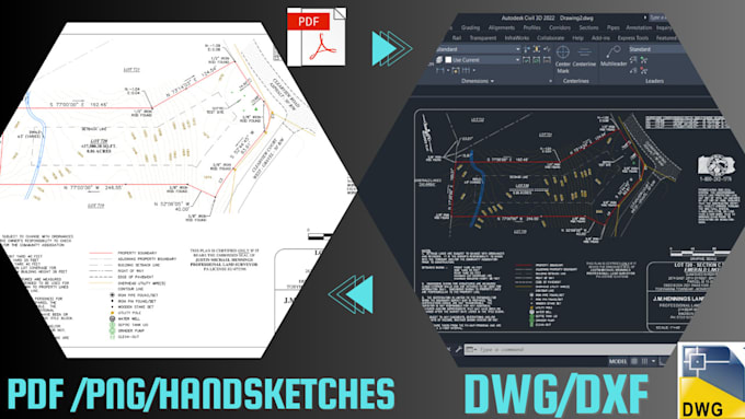 redraw floor, site plans from pdf, png or hand sketches to dwg technical files