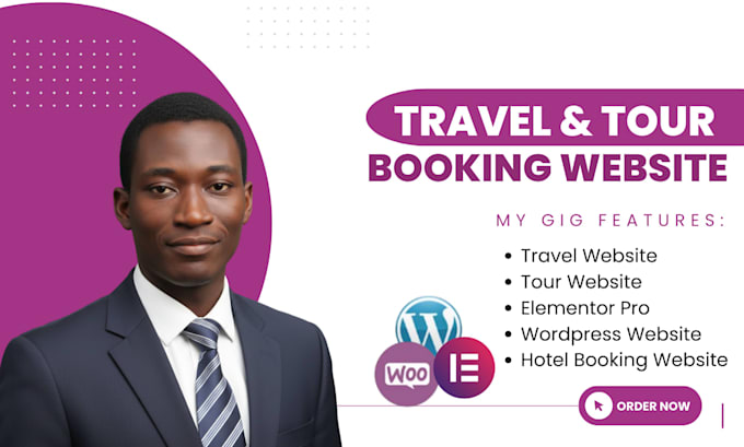 build travel and tour booking website, wordpress elementor pro website