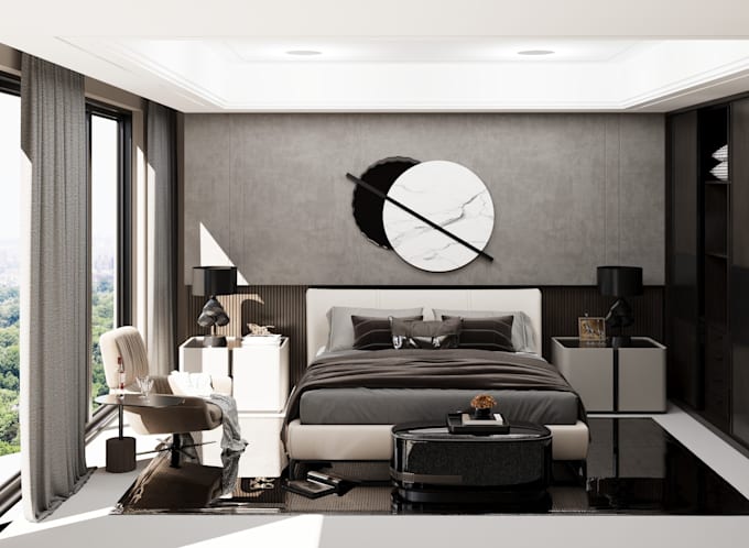 3d interior design rendering and decor for  living, bedroom,