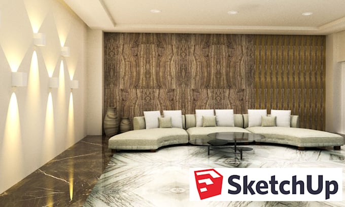 create sketchup 3d model and architectural render for interior