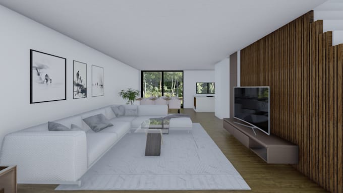 do model and magnificent interior design for house with 3d render