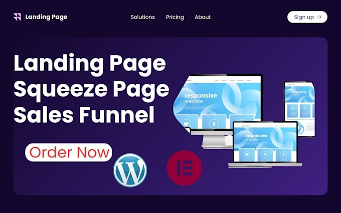 create responsive wordpress landing page design, elementor landing page