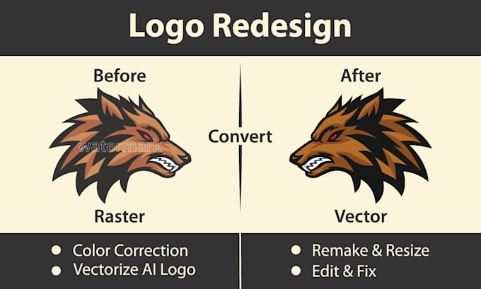 redesign, remake, fix, edit, and convert your logo to vector in 24 hrs