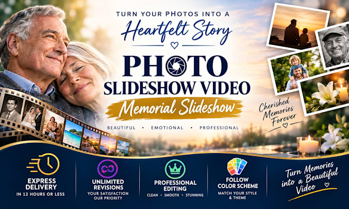 make heart touching memorial slideshow video, photo slideshow for you