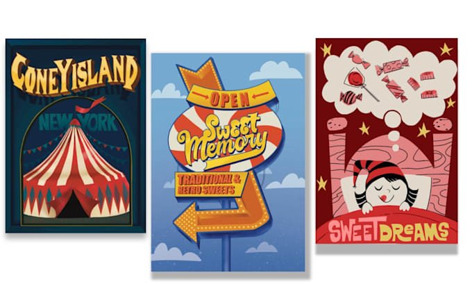 create a retro vintage illustrated poster design