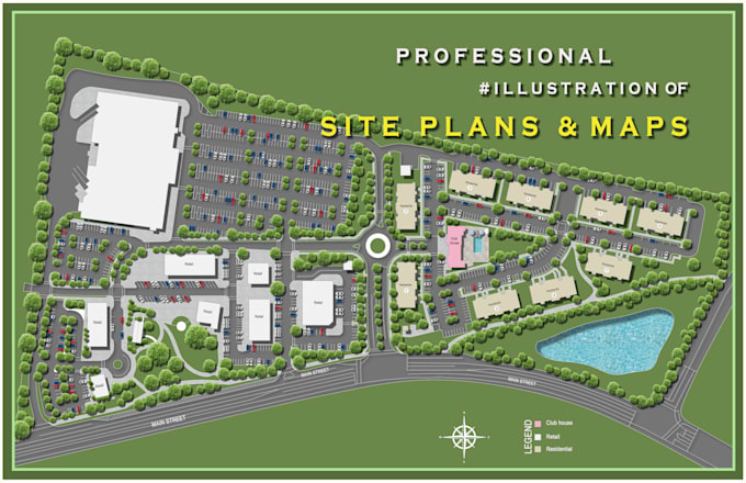 render site plan, plat map, campground map, subdivision design in 24h