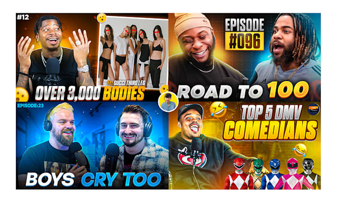design eye catchy clickbait youtube or podcast thumbnail