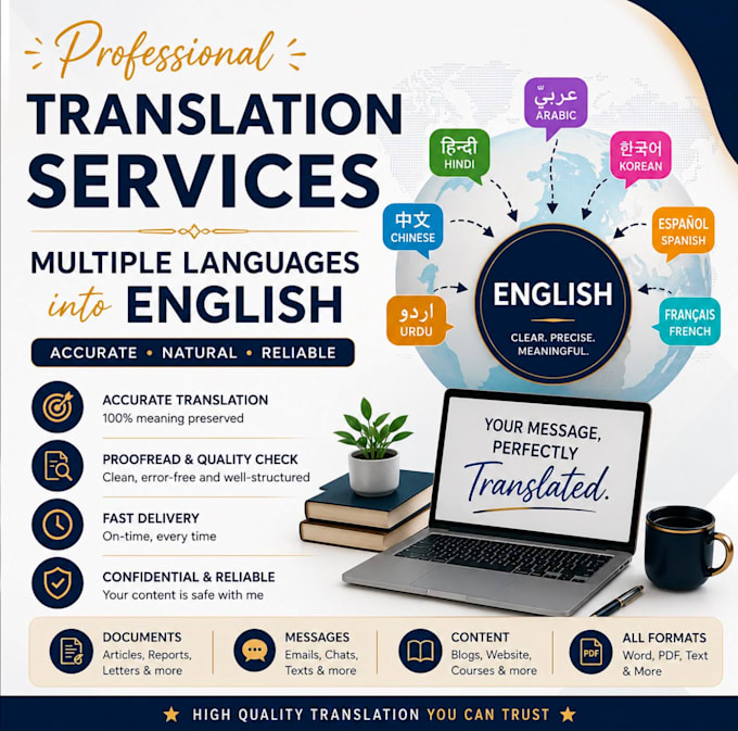 provide translation of multiple languages into english
