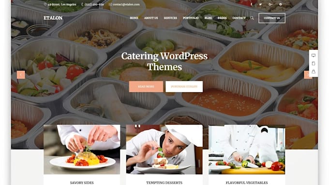 design catering website, restaurant website, food truck website catering website