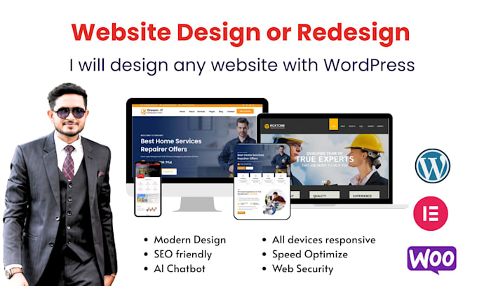 build plumbing, handyman, roofing, construction, cleaning wordpress website