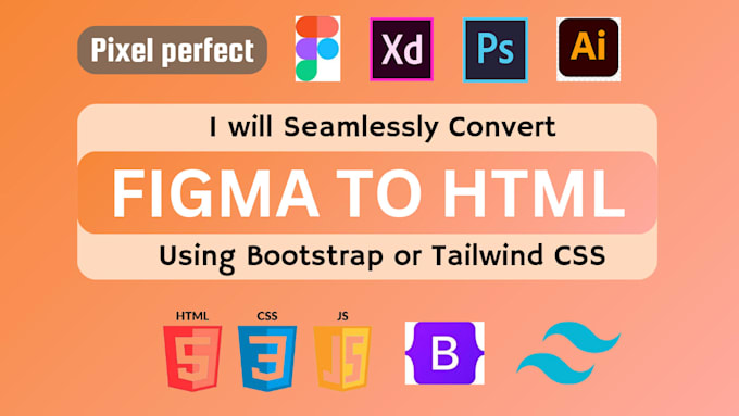 convert figma to html, xd, sketch, psd to html responsive bootstrap